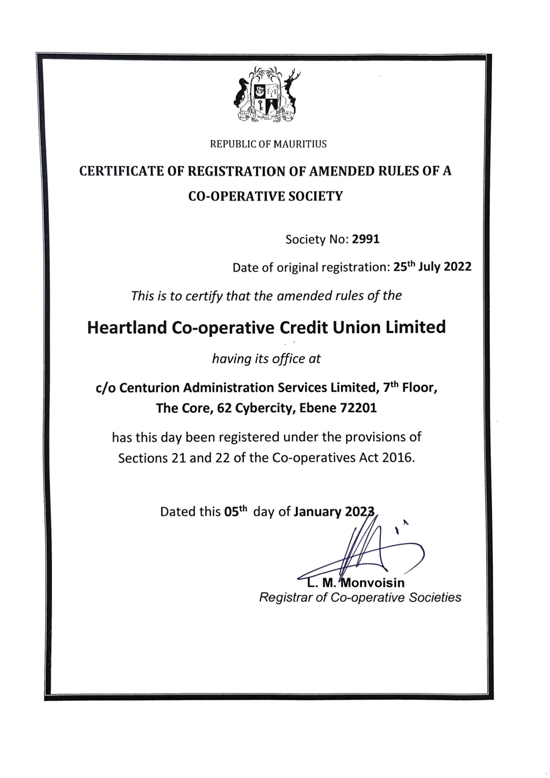 Heartland Certificate